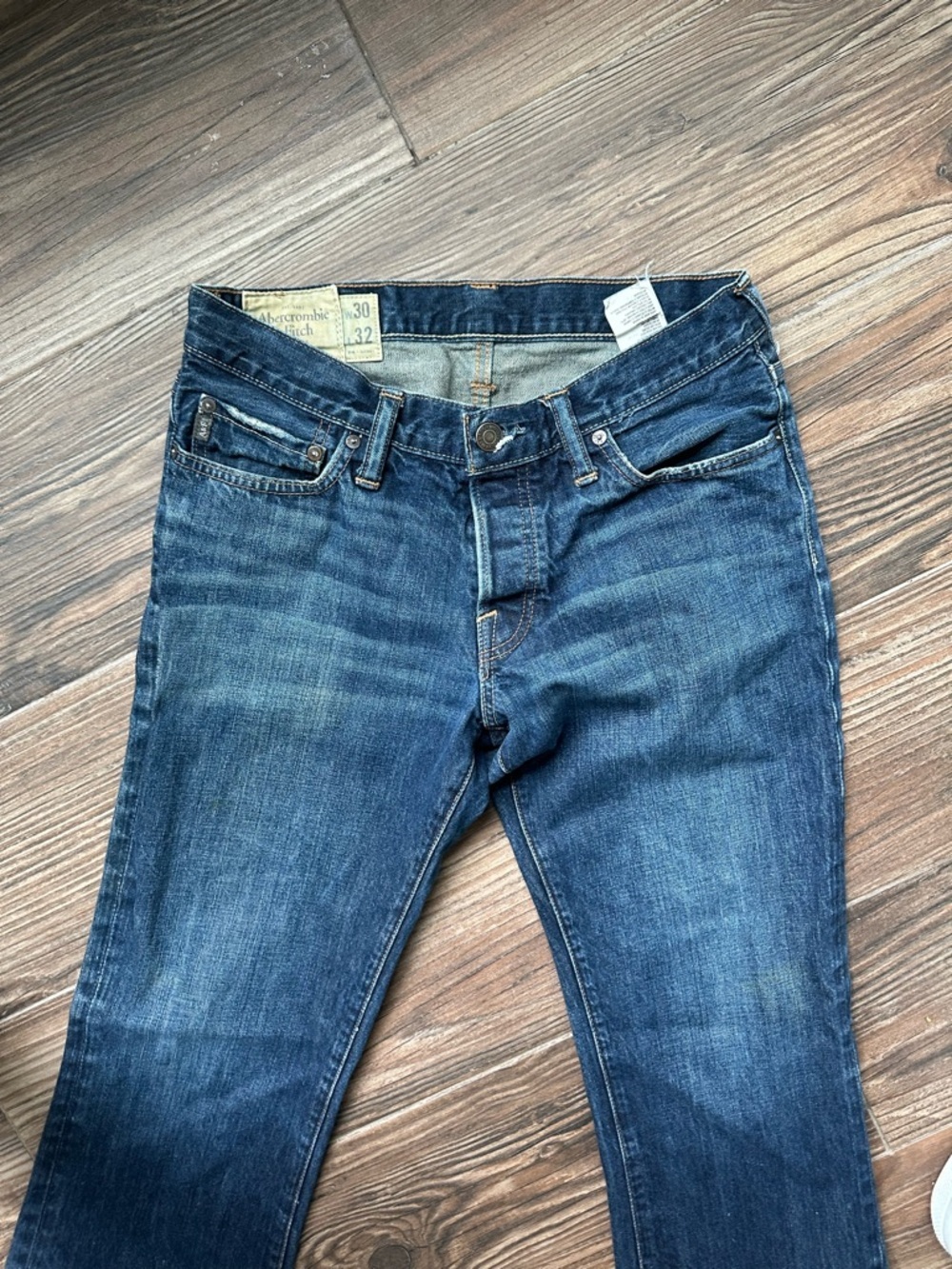 Abercrombie & Fitch Men’s Indigo Straight Jeans 30X32 100% Cotton vintage - Picture 5 of 12